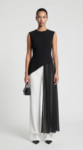 Mara - Asymmetrical Chiffon-Draped Peplum Top Black