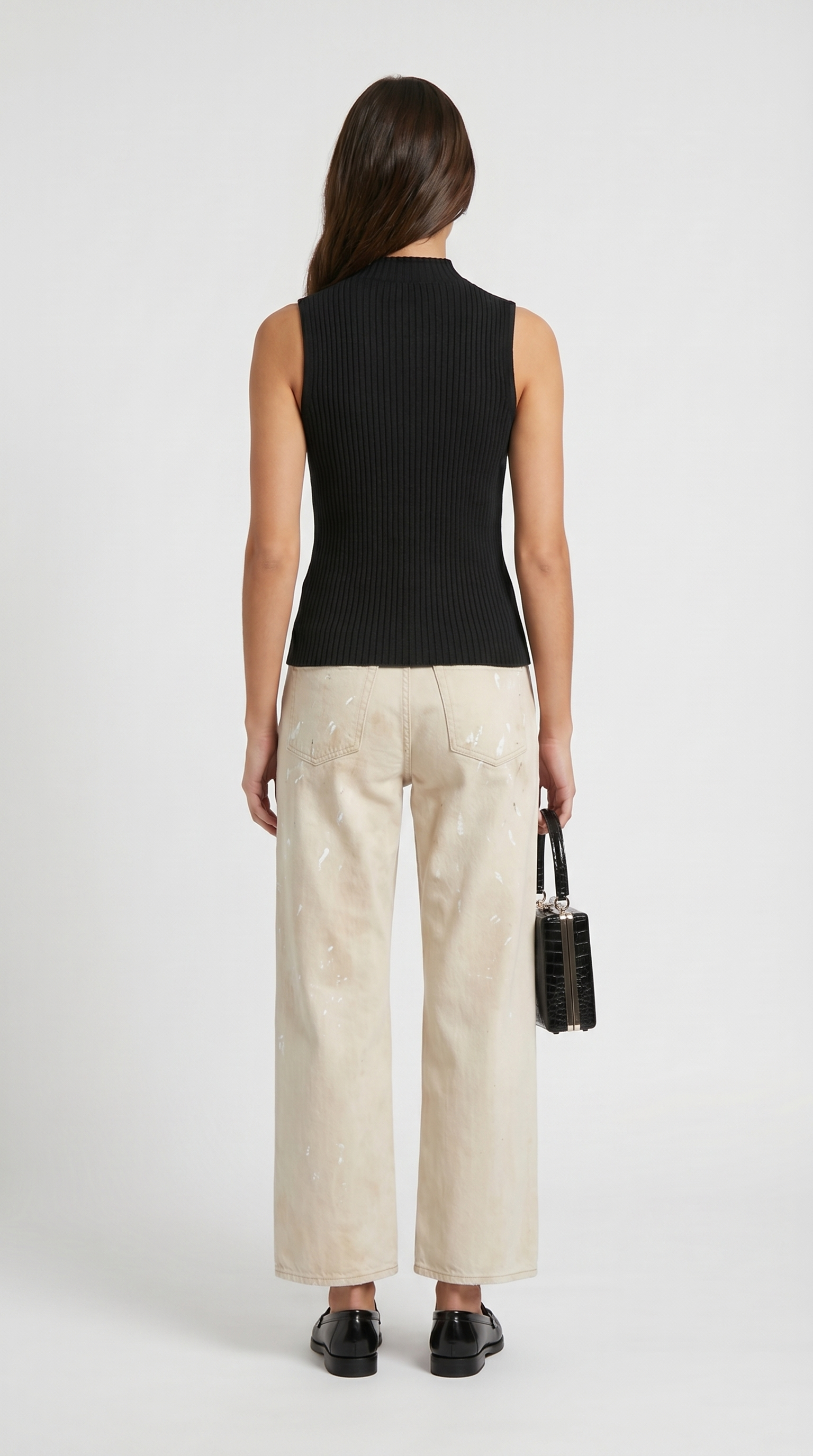 Corso - Keyhole-Detail Sleeveless Ribbed Top Black