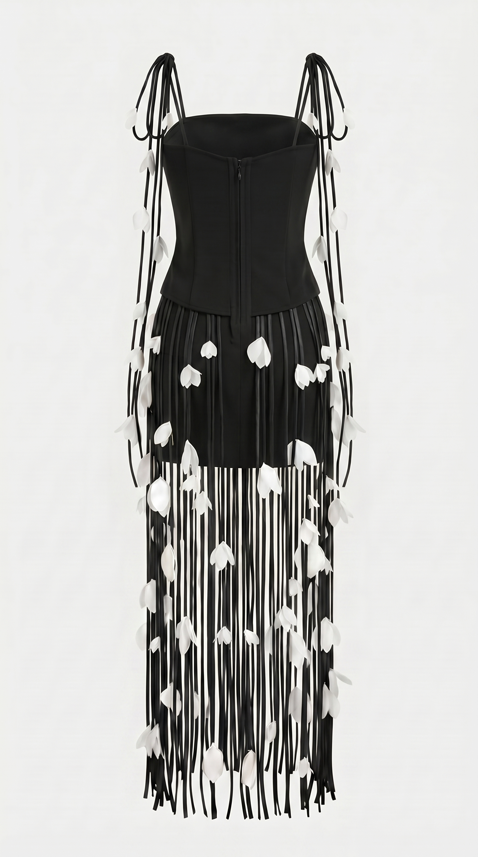 Dolly - Petal-Embellished Fringe Corset Maxi Dress