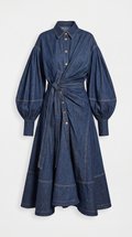 Sillo - Vestido de manga larga oversize en denim azul marino