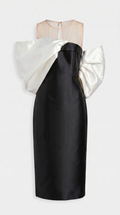 Modis - Vestido midi escultórico con arco de un solo hombro negro