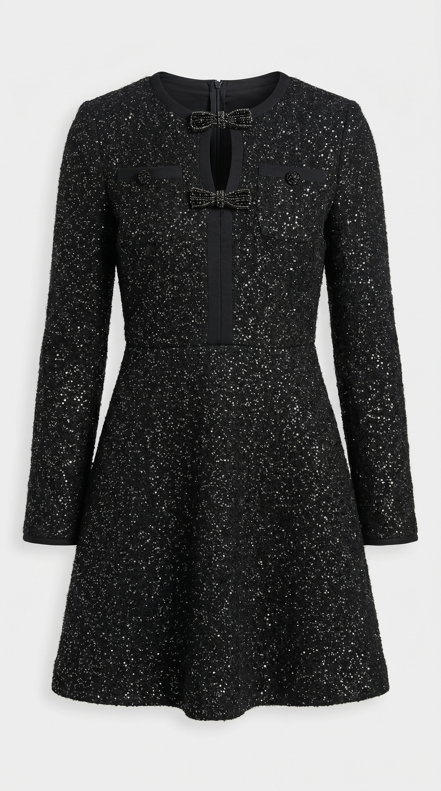 Glaven - Vestido largo manga slim corto con detalles de lazo estilosos