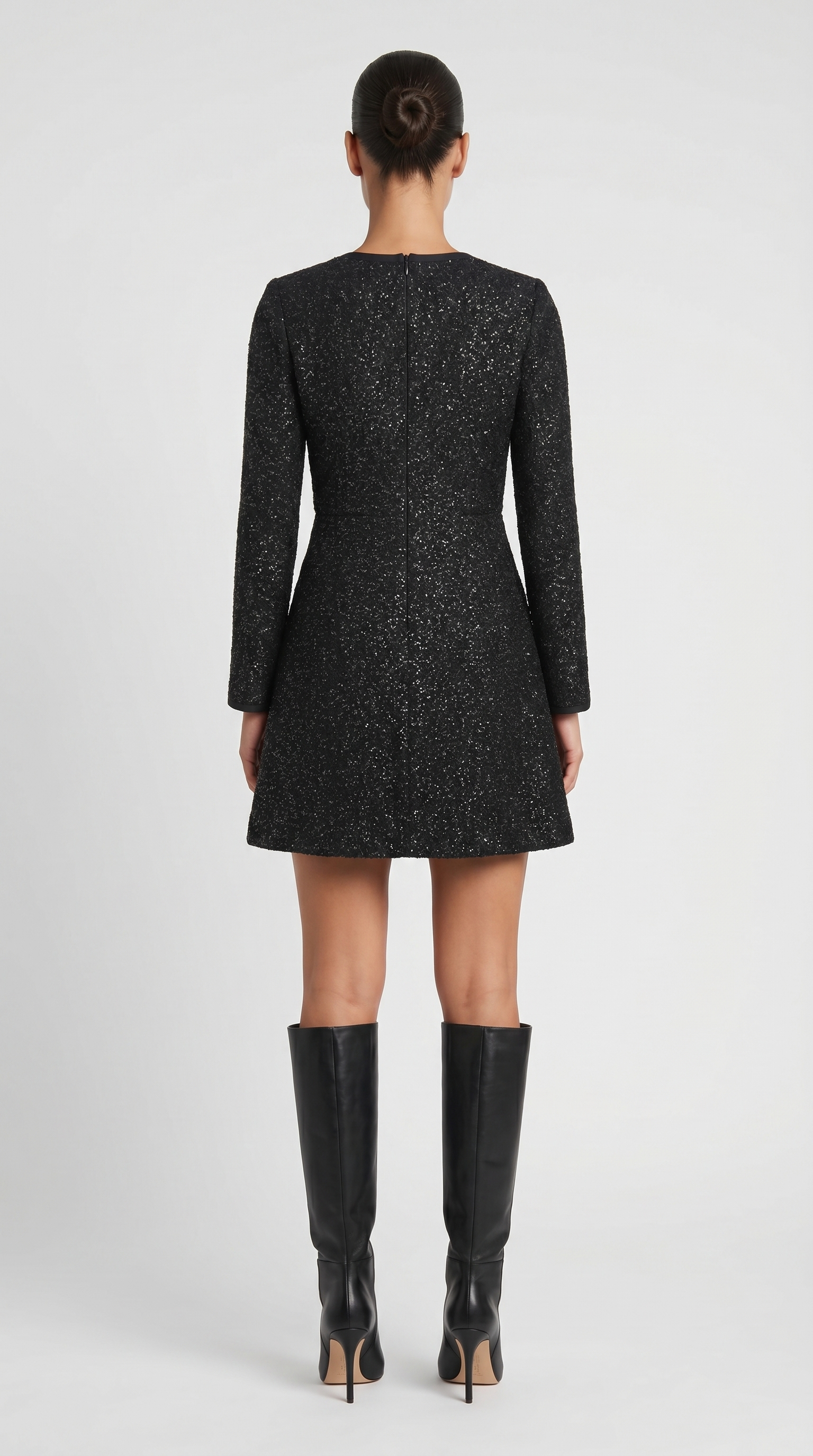 Glaven - Vestido largo manga slim corto con detalles de lazo estilosos