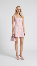 Mona - Crystal-Embellished A-Line Mini Dress Pink