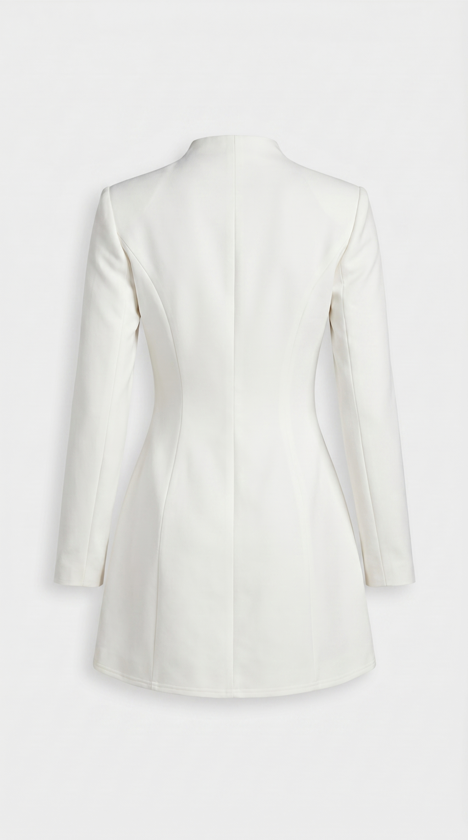 Savi - Stand-Collar Buttoned Office Blazer Dress White