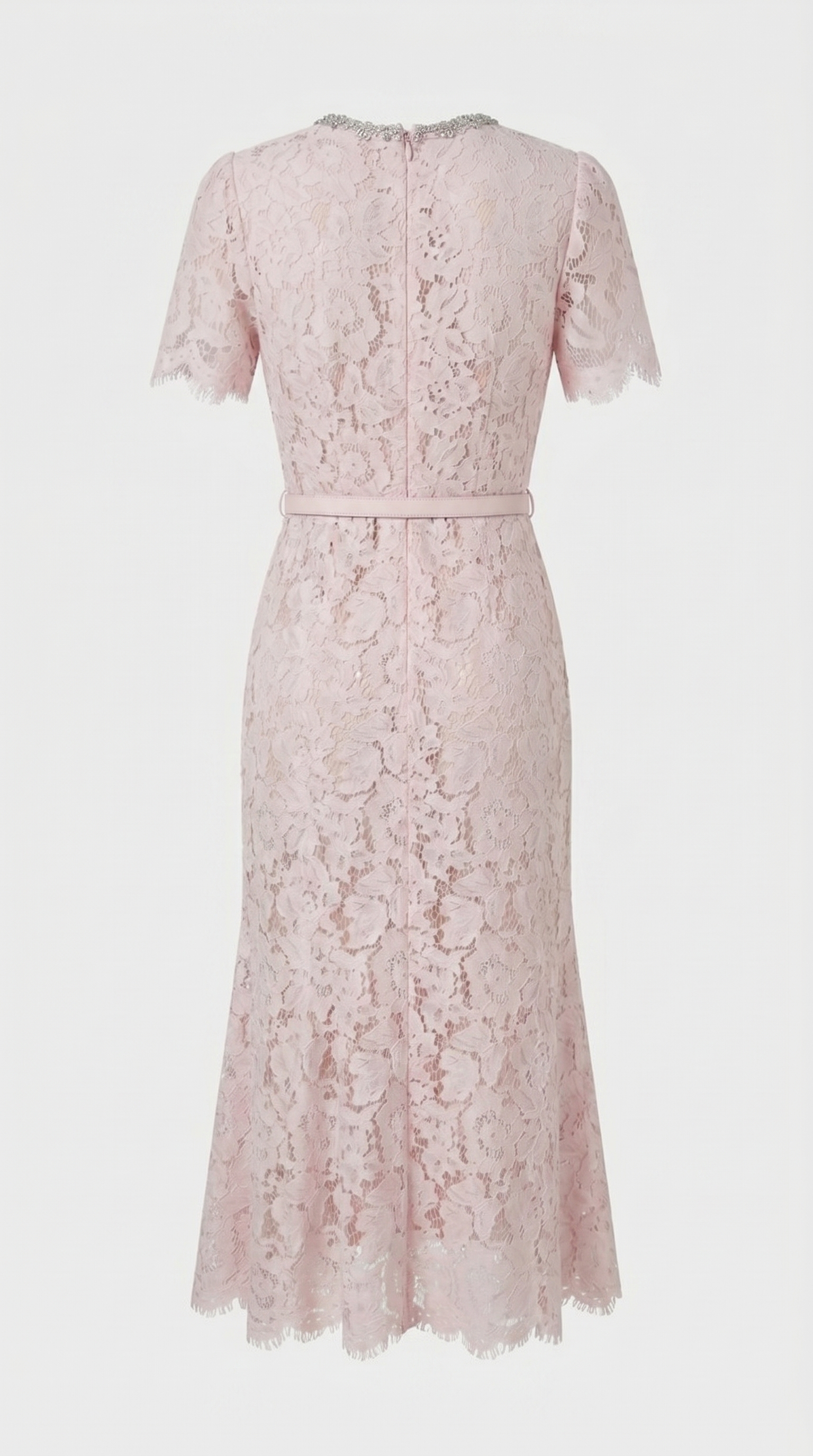 Nory - Elegant Pink Lace Fish-Tail Evening Gown