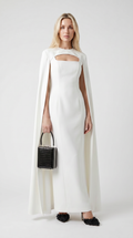 Ama - Minimalist Spliced Shawl Gown White