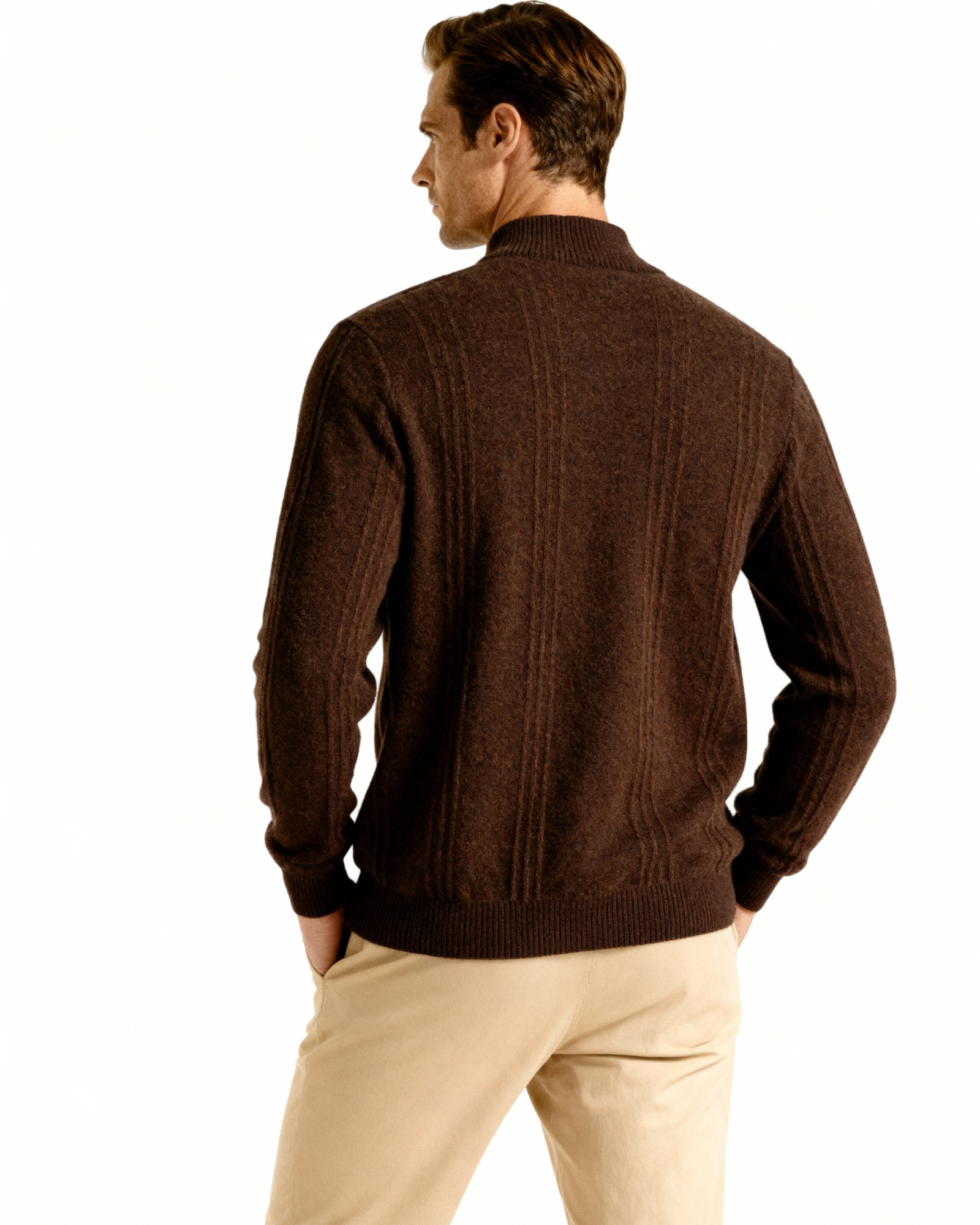 100% cachemira con media cremallera ribbed
