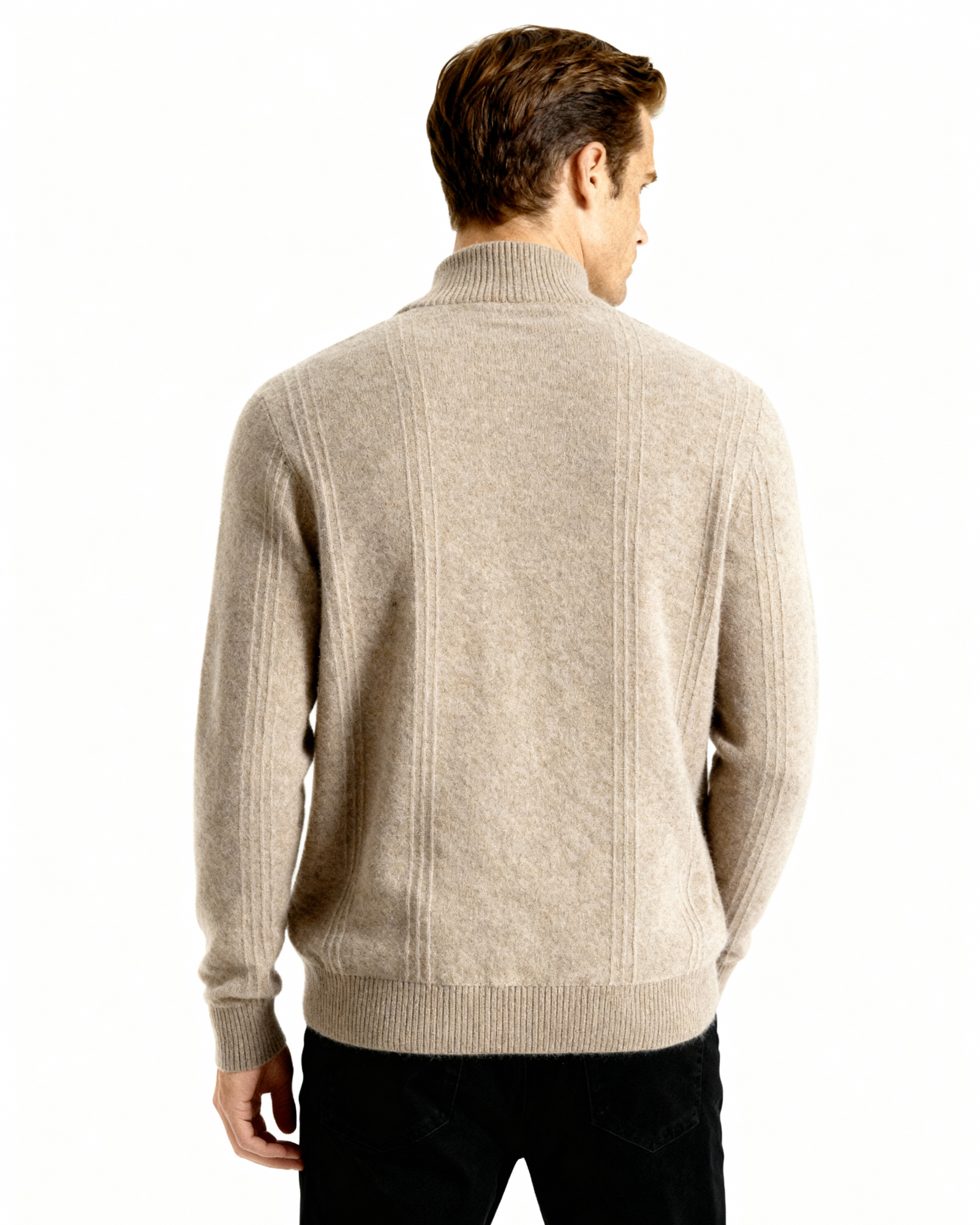 100% cachemira con media cremallera ribbed